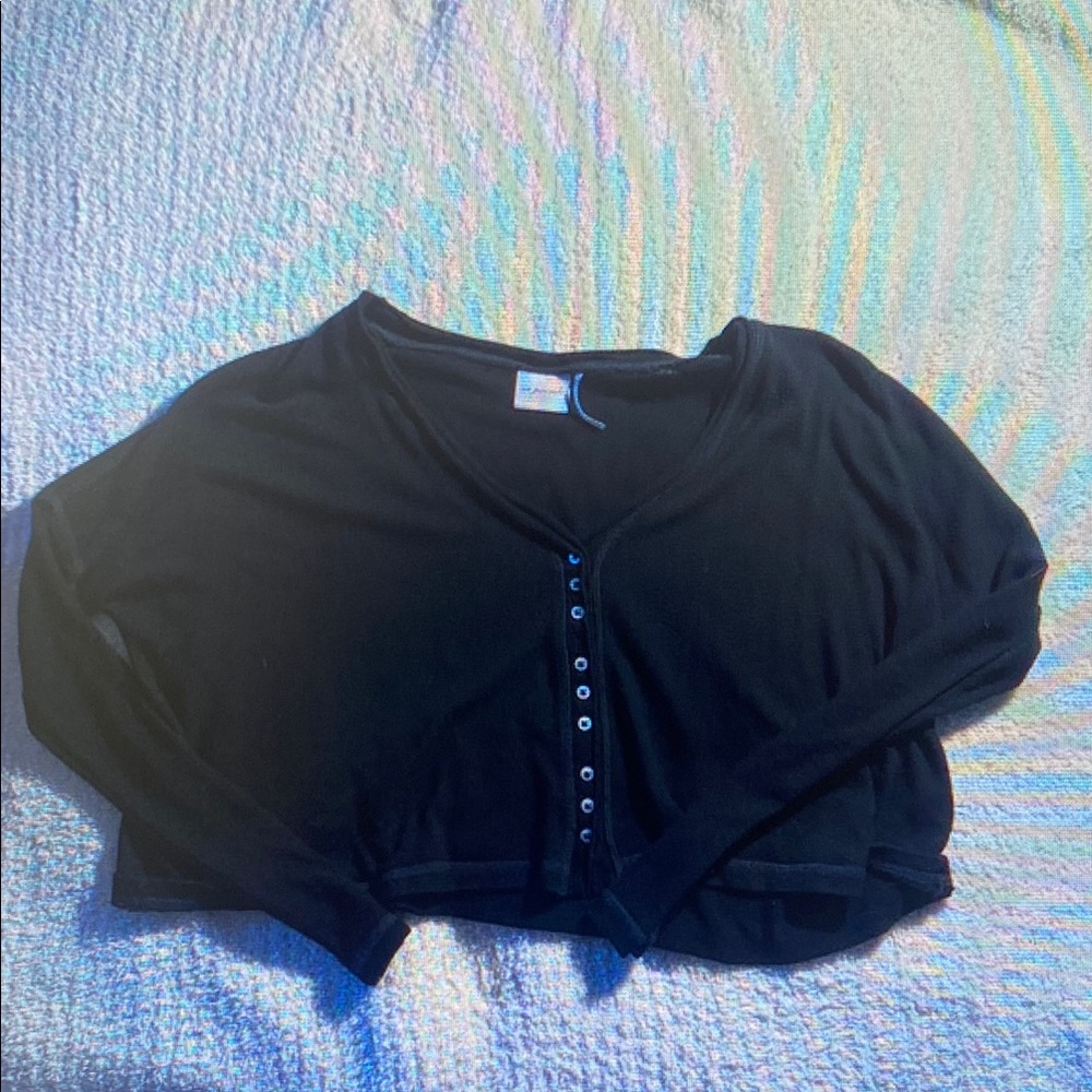Black Button-Up Women's Top
